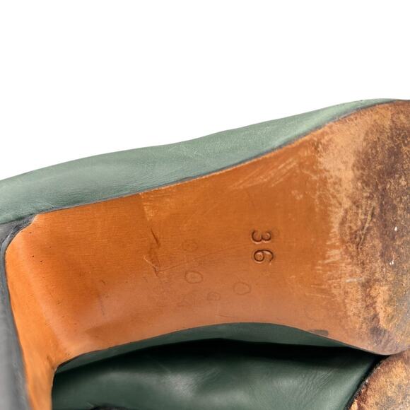 Pancaldi Women's Green Leather Mid Calf Boots Size EU 36 US 5.5-6 - Picture 13 of 14